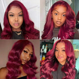 burgundy transparent lace wig