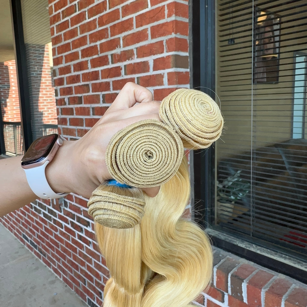 613 Virgin Brazilian Hair Bundles Body Wave Blond