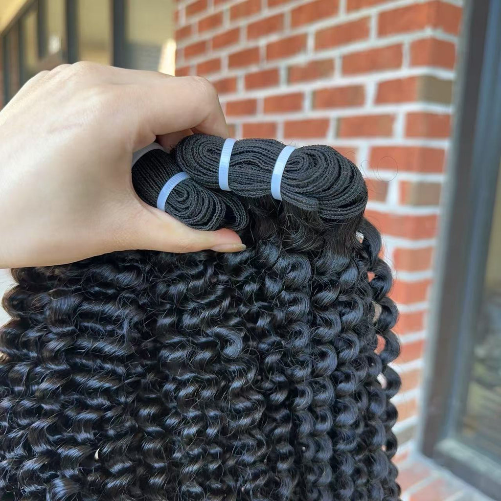 Virgin Indian Kinky Curly Human Hair Bundles （Flat band）