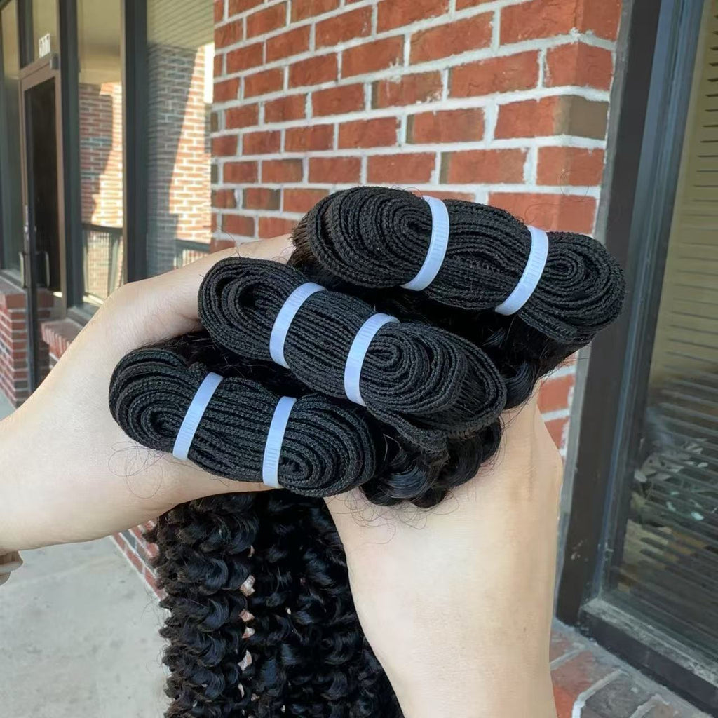 Virgin Indian Kinky Curly Human Hair Bundles （Flat band）