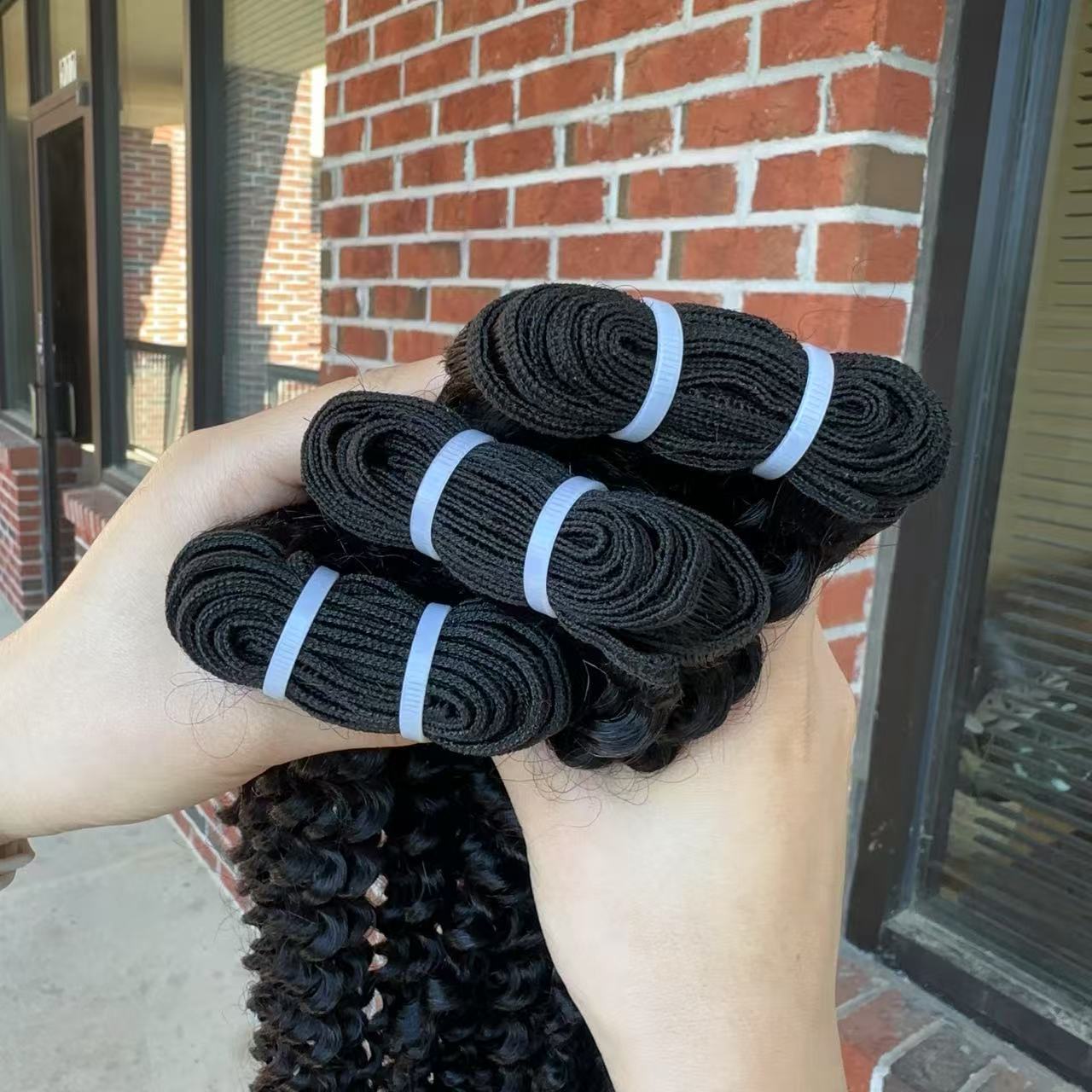 Virgin Indian Kinky Curly Human Hair Bundles （Flat band）