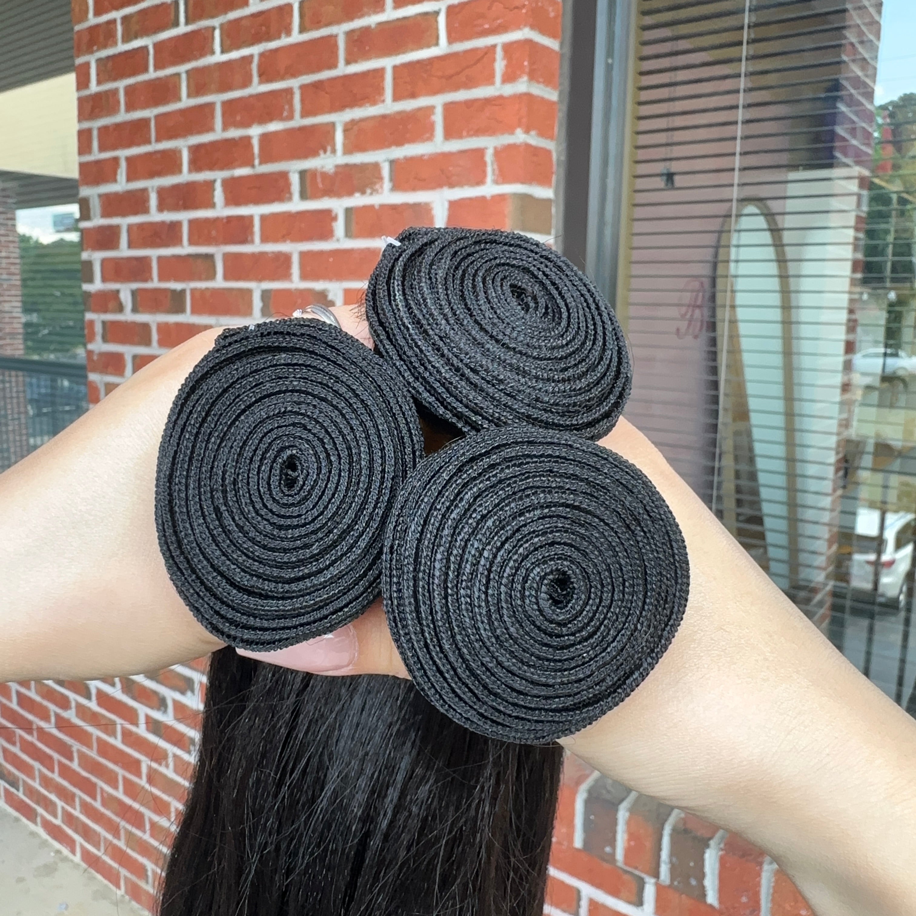 Raw Brazilian Yaki Straight Human Hair Bundles (Yellow band)