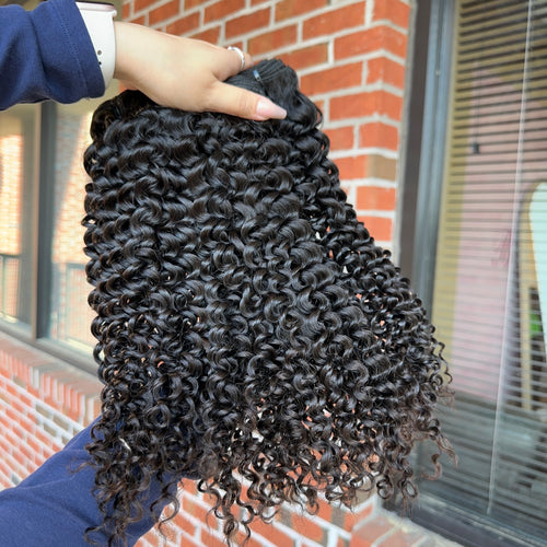 Raw Brazilian Jerry Curly Human Hair Bundles (Yellow band)