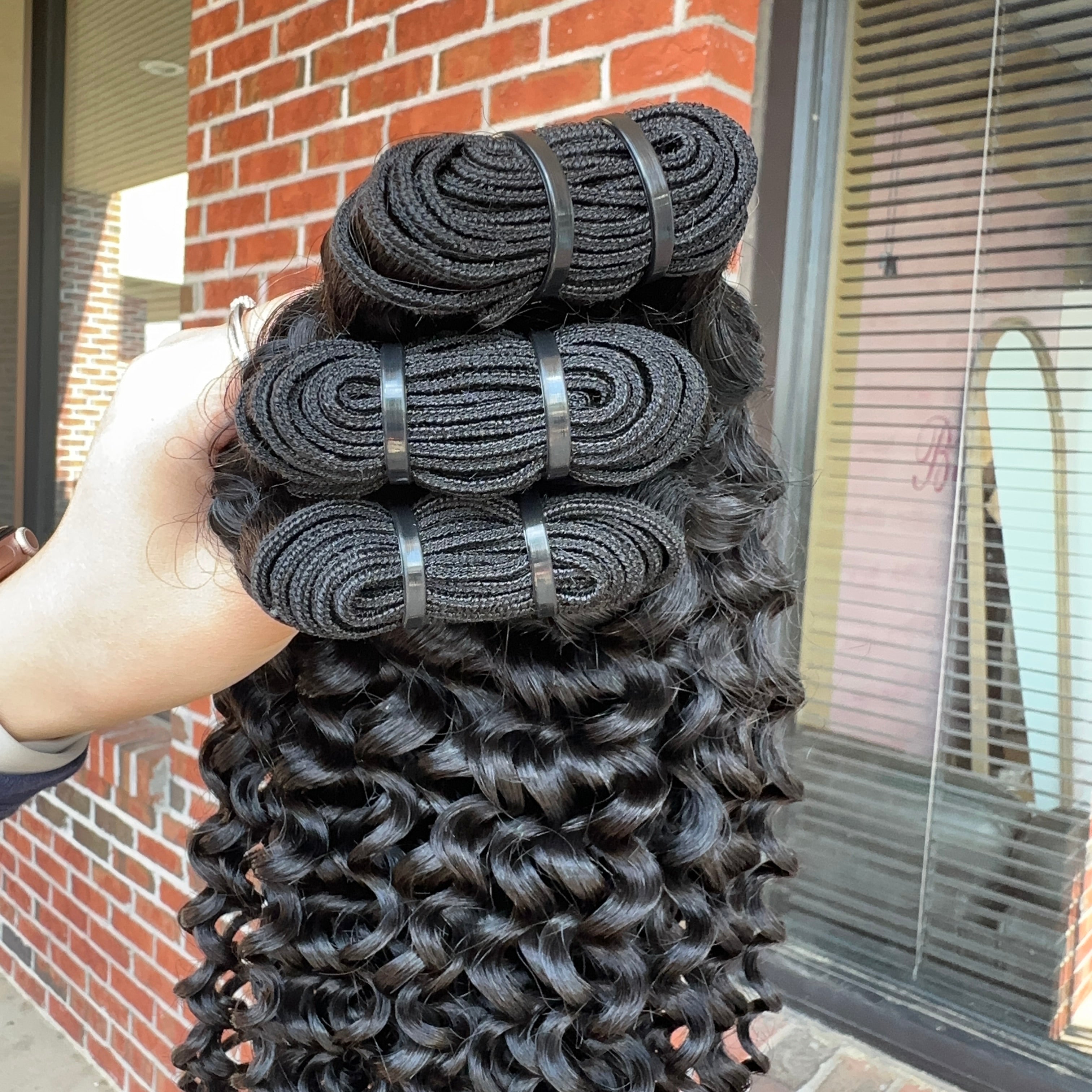 Raw Brazilian Jerry Curly Human Hair Bundles (Yellow band)