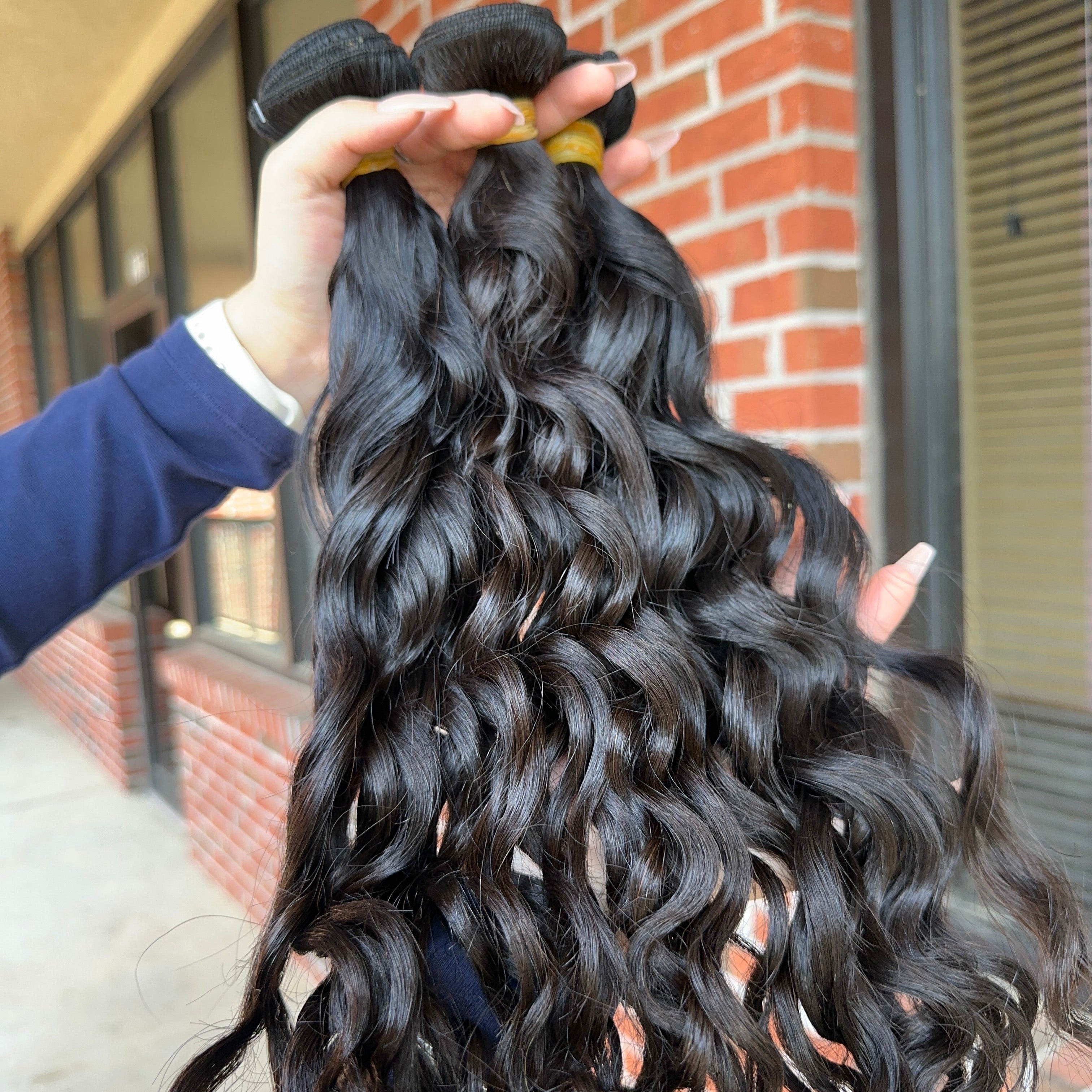 Raw Brazilian Water Wave Human Hair Bundles (Yellow band)