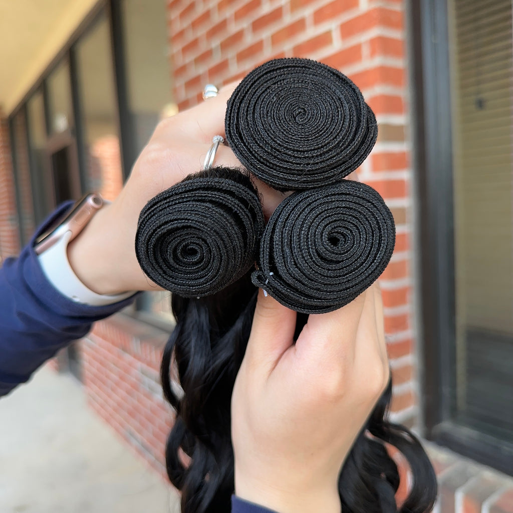 Raw Brazilian Water Wave Human Hair Bundles (Yellow band)