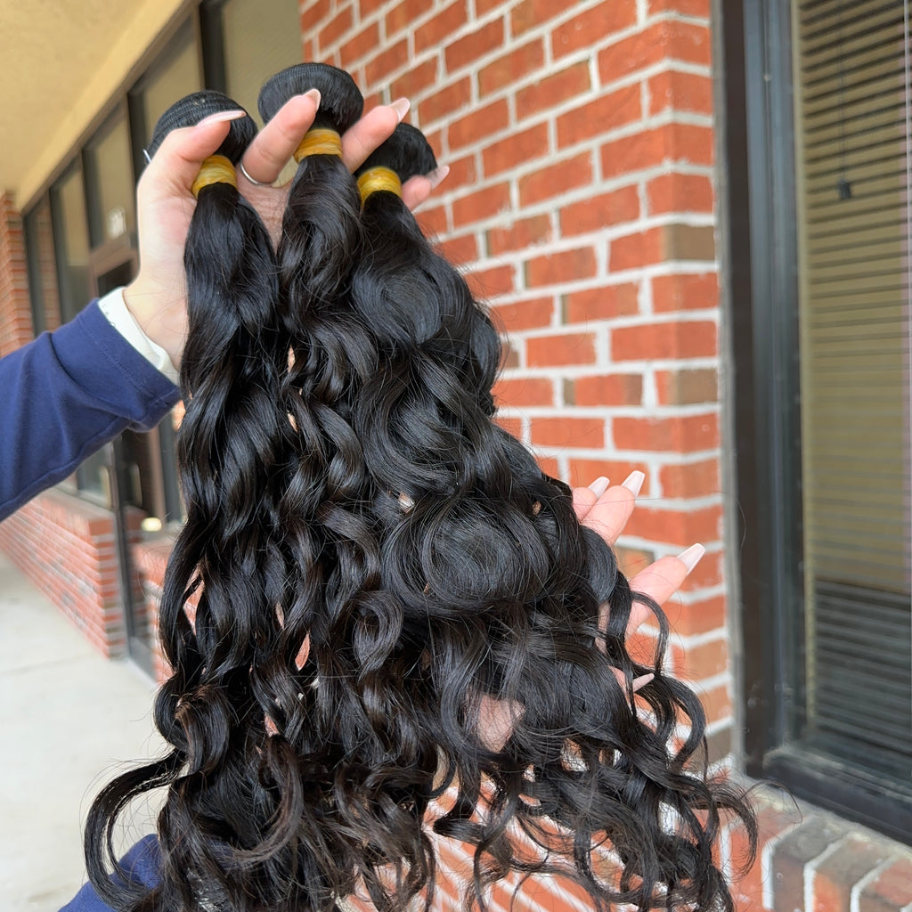 Raw Brazilian Water Wave Human Hair Bundles (Yellow band)