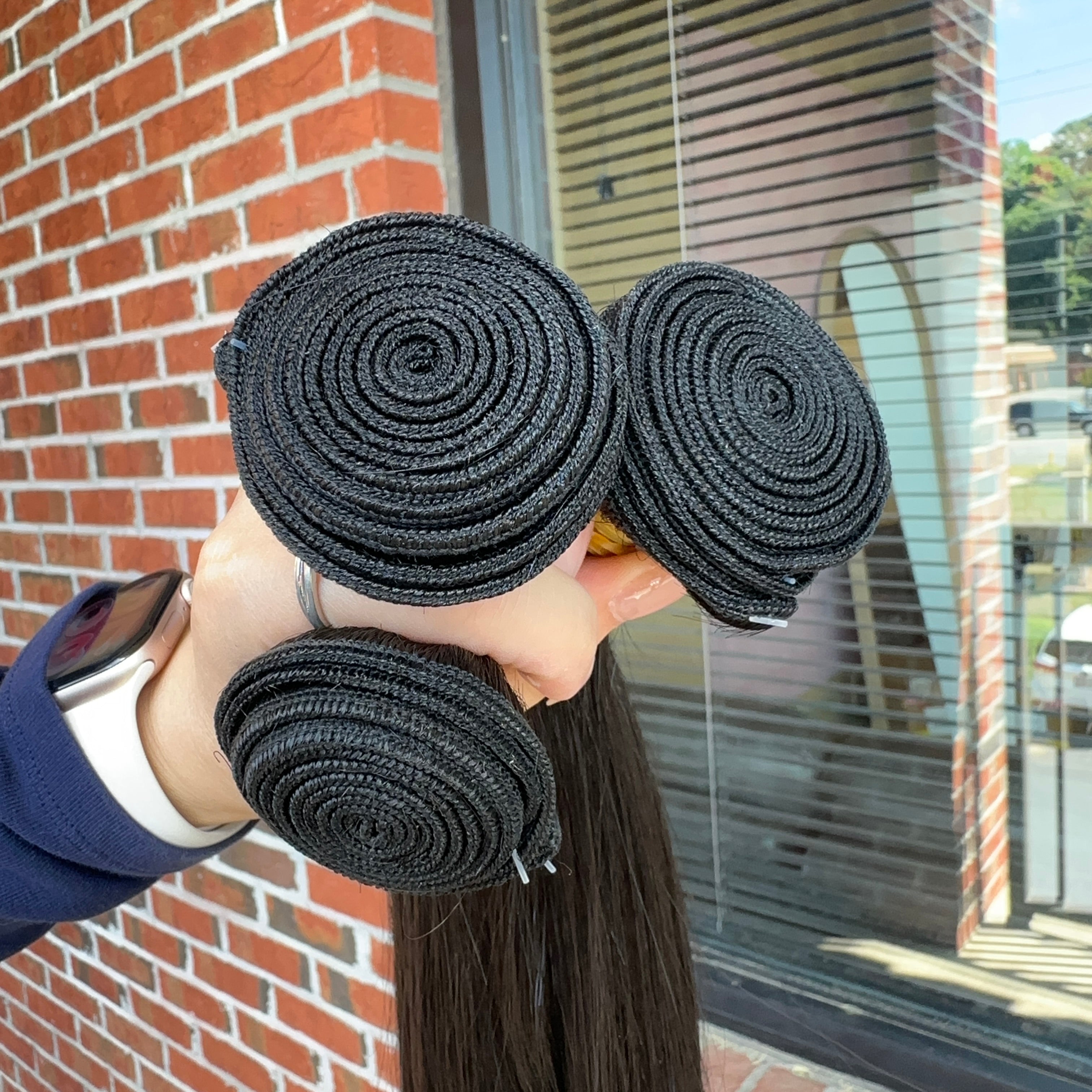 Raw Brazilian Straight Human Hair Bundles (Yellow band)