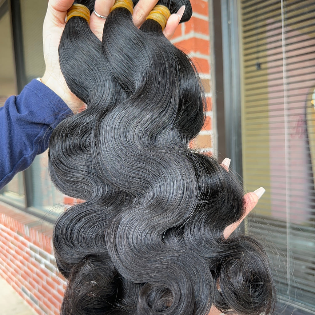 Raw Brazilian Body Wave Human Hair Bundles (Yellow band)