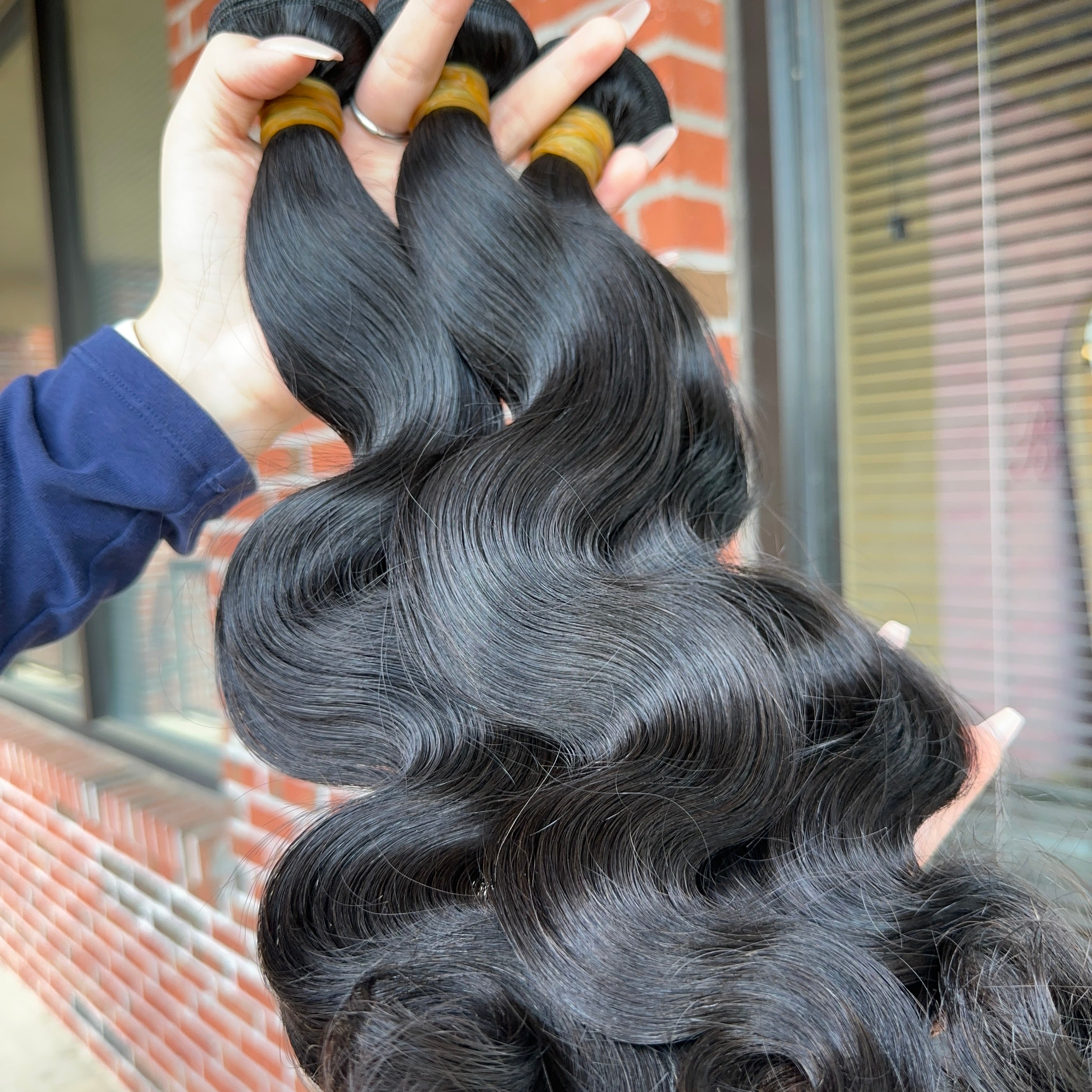 Raw Brazilian Body Wave Human Hair Bundles (Yellow band)