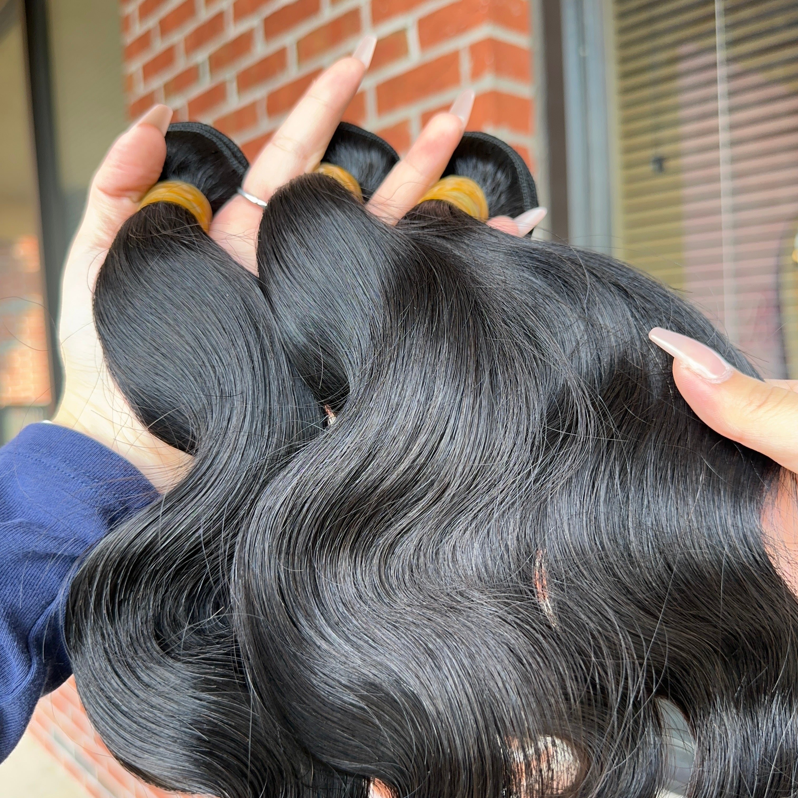 Raw Brazilian Body Wave Human Hair Bundles (Yellow band)