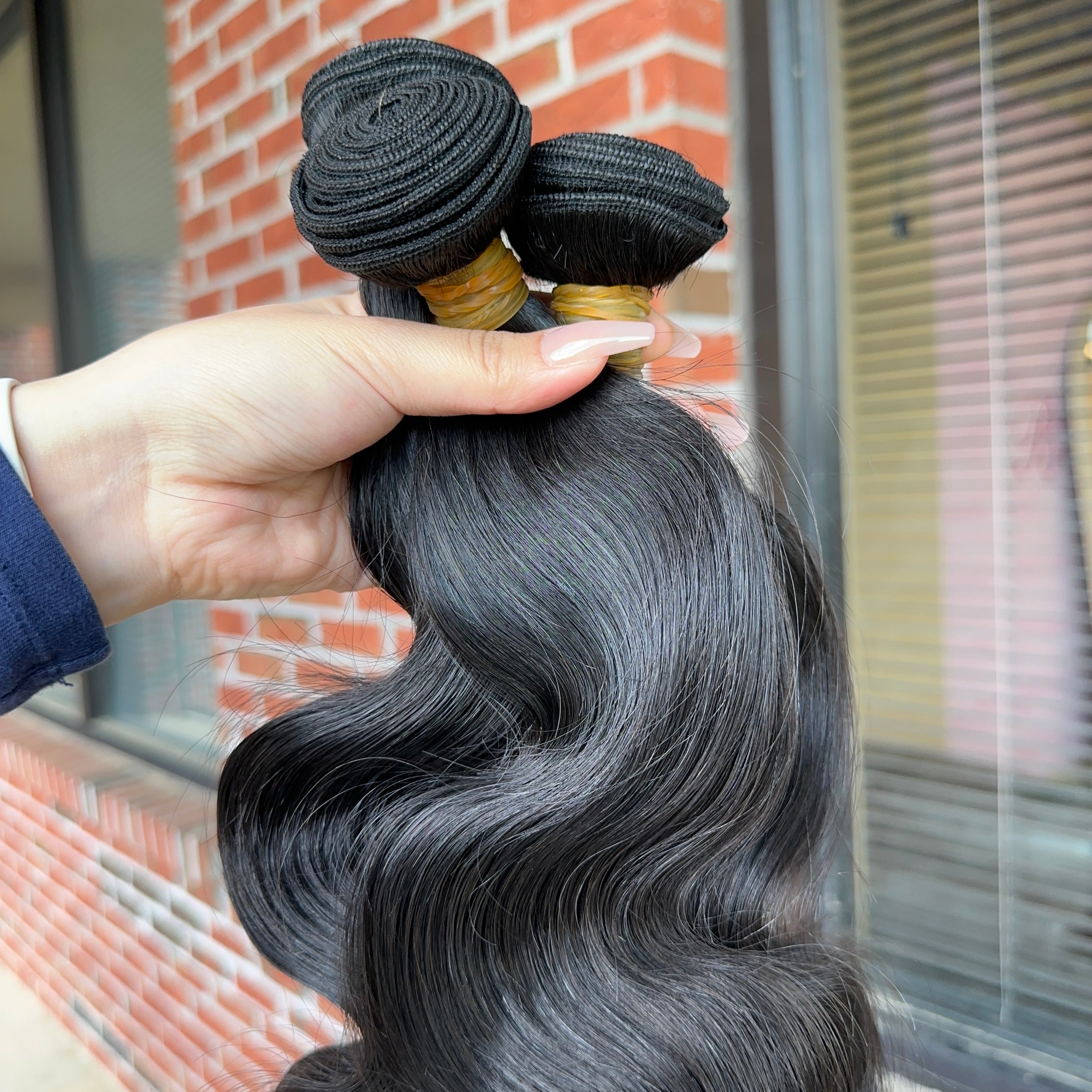 Raw Brazilian Body Wave Human Hair Bundles (Yellow band)