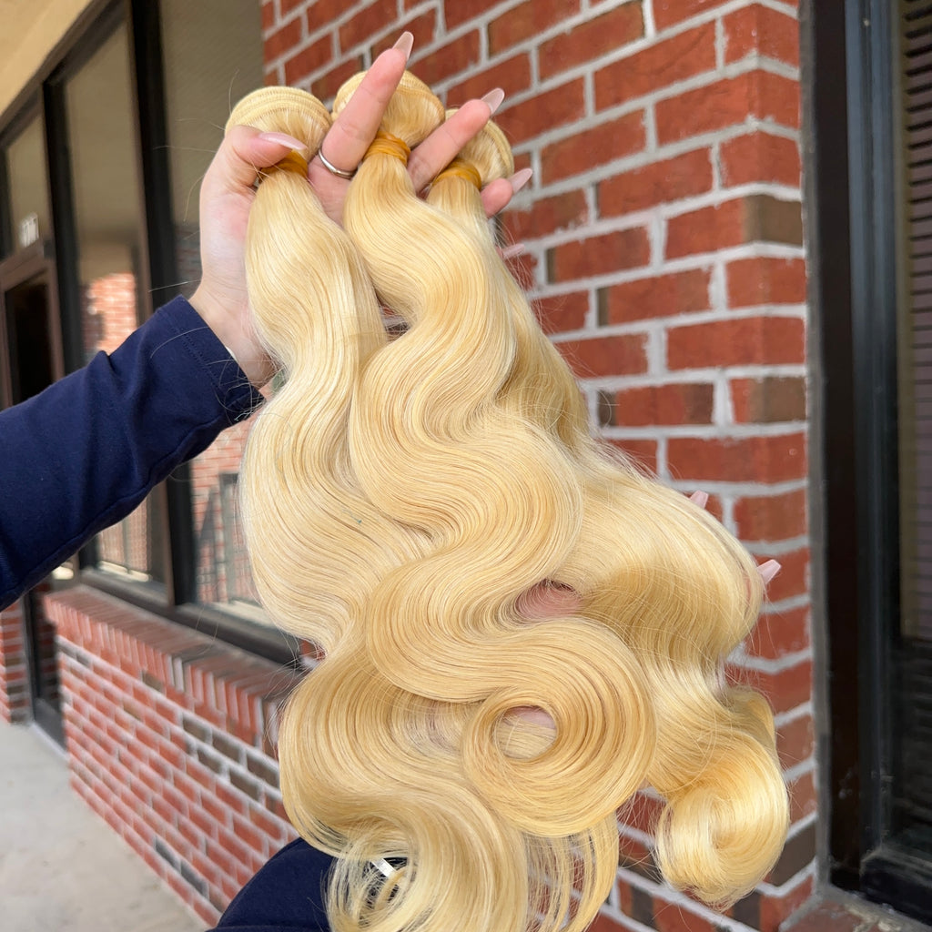Raw Brazilian #613 Body Wave Human Hair Bundles (Yellow band)