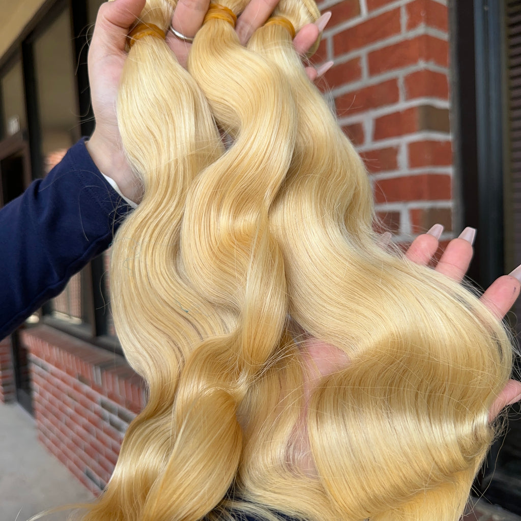 Raw Brazilian #613 Body Wave Human Hair Bundles (Yellow band)