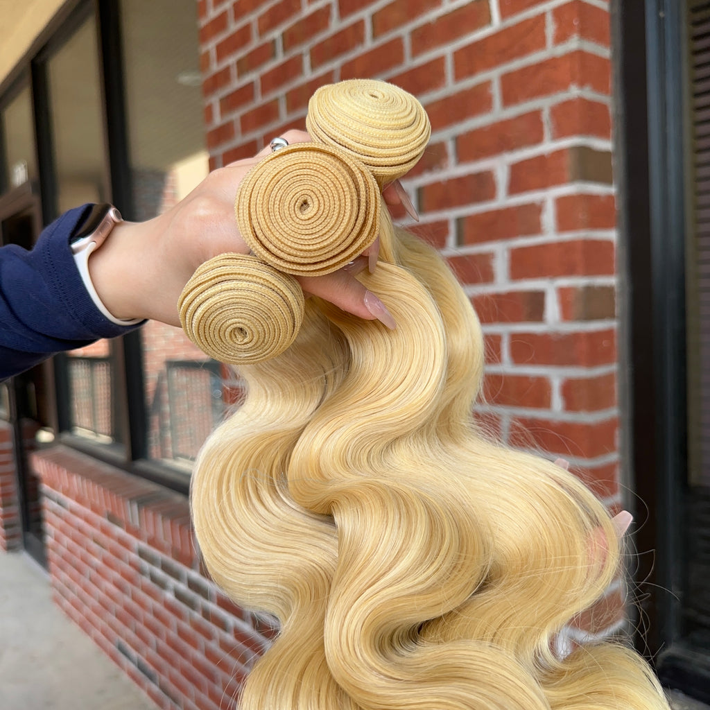 Raw Brazilian #613 Body Wave Human Hair Bundles (Yellow band)