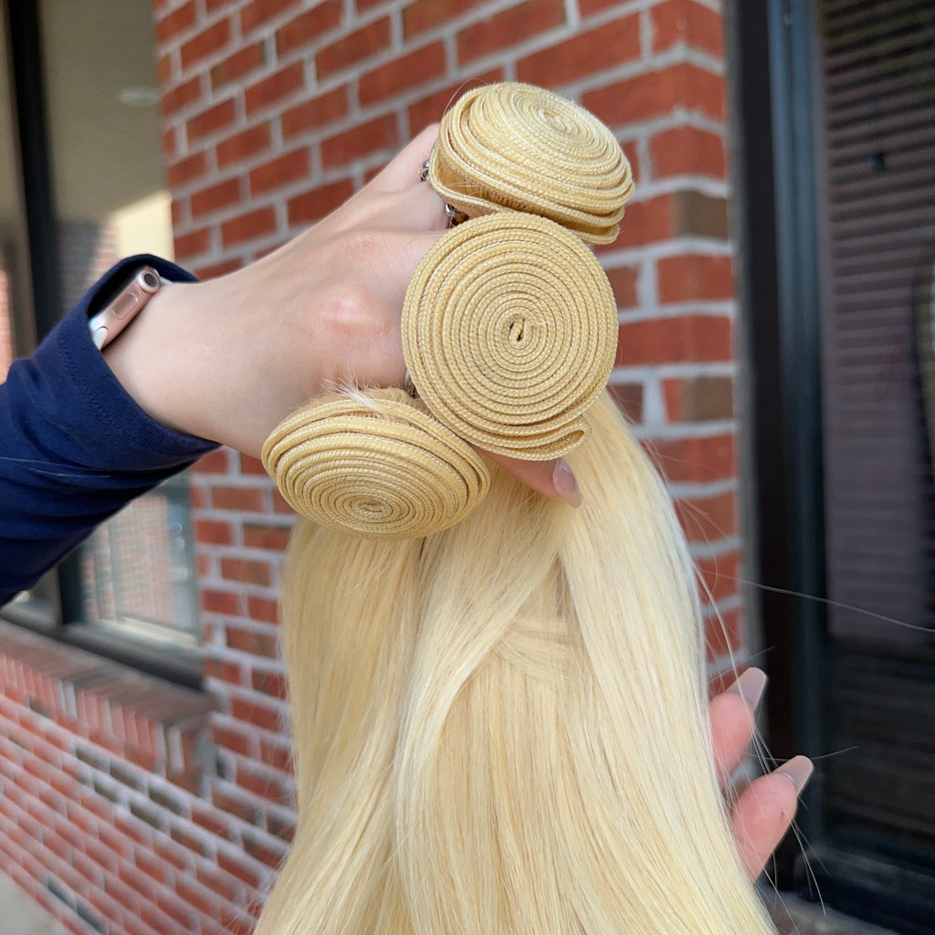 Raw Brazilian #613 Straight Human Hair Bundles (Yellow band)