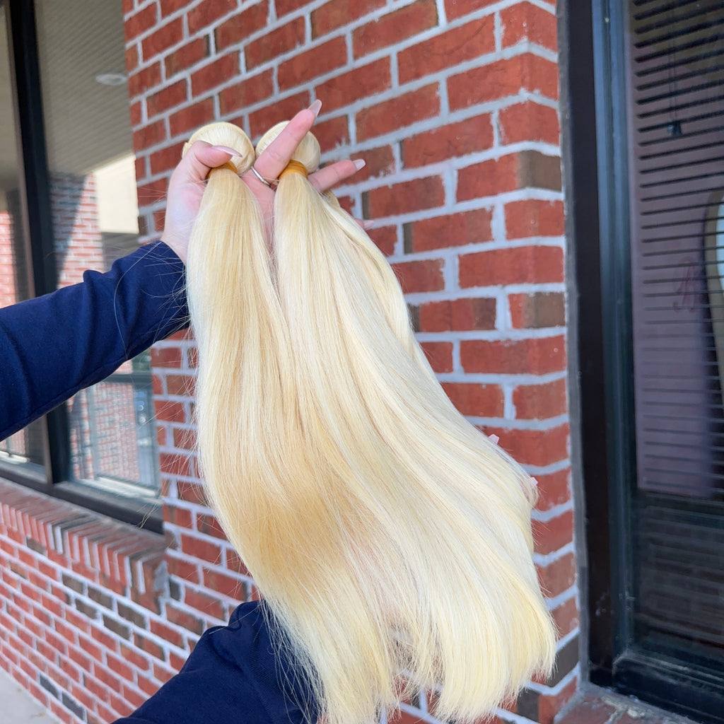 Raw Brazilian #613 Straight Human Hair Bundles (Yellow band)