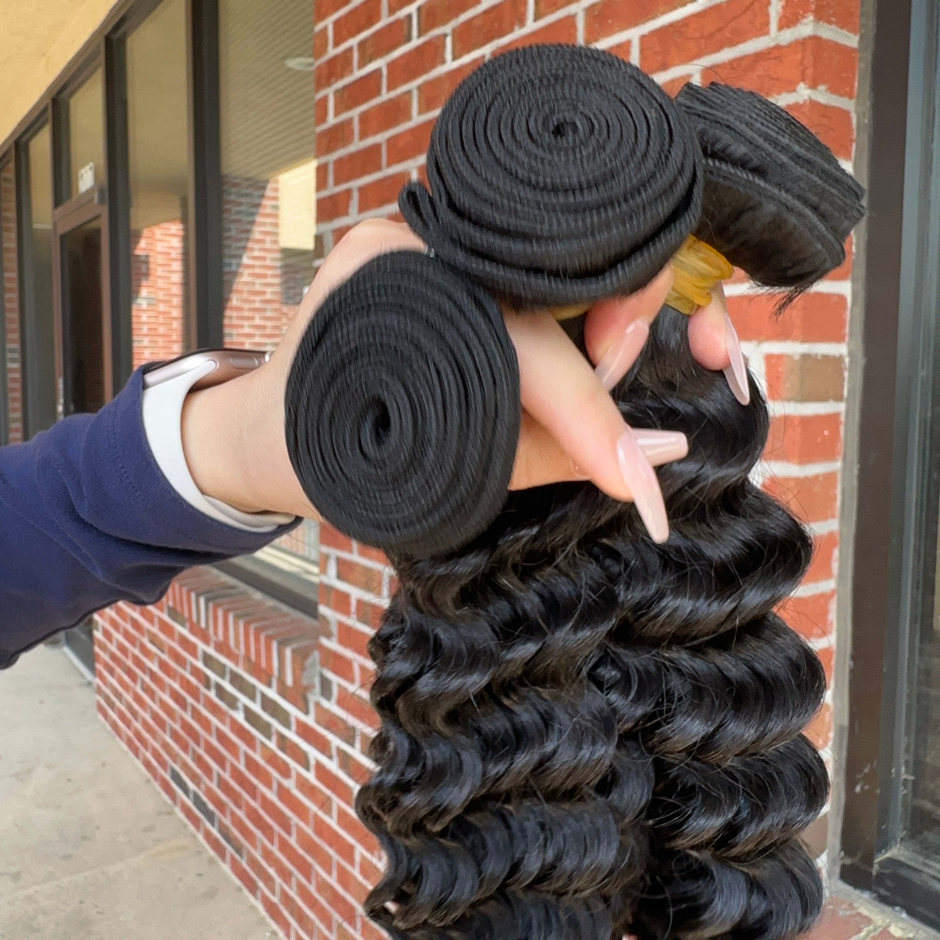 Raw Brazilian Deep Wave Human Hair Bundles (Yellow band)