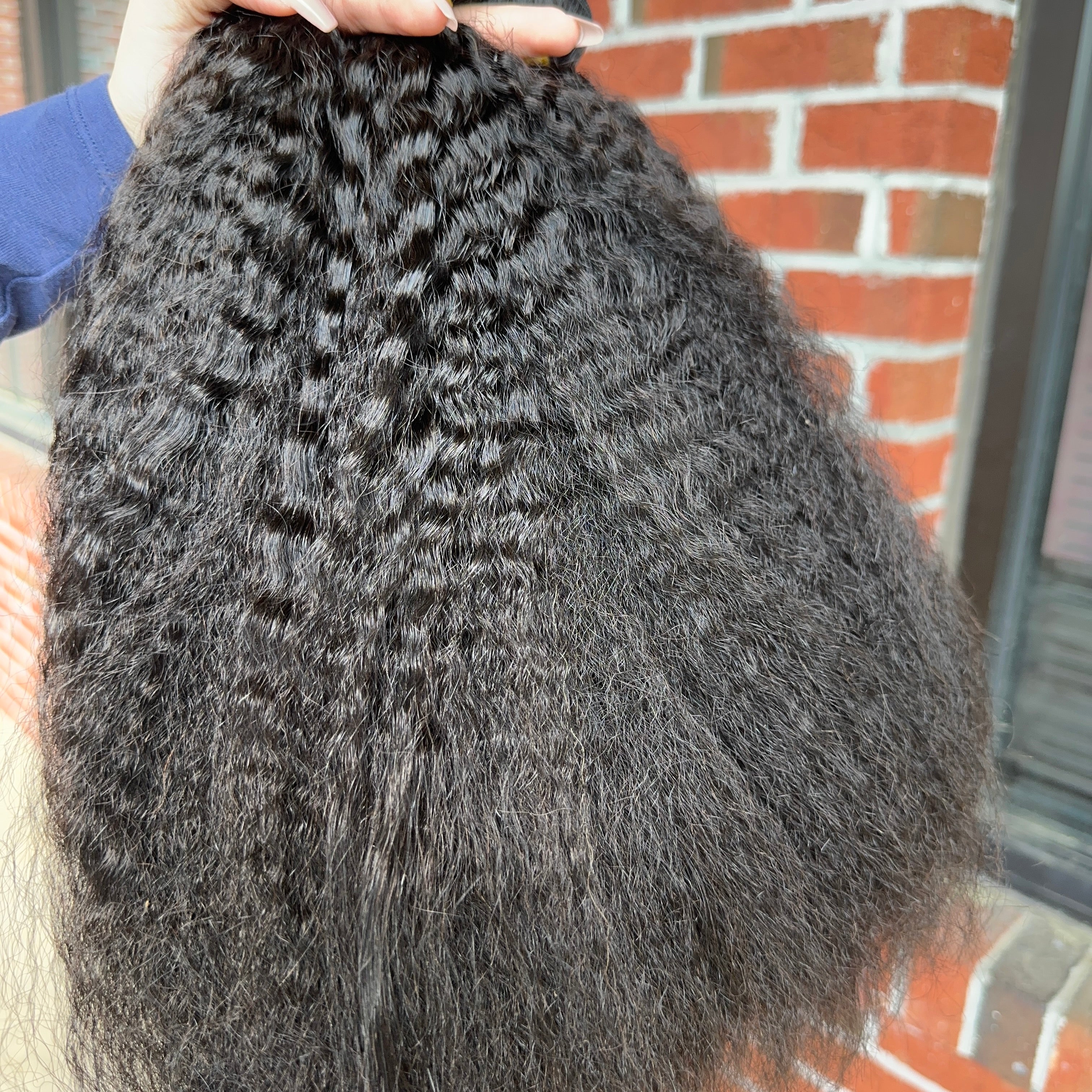Raw Brazilian Kinky Straight Human Hair Bundles (Yellow band)