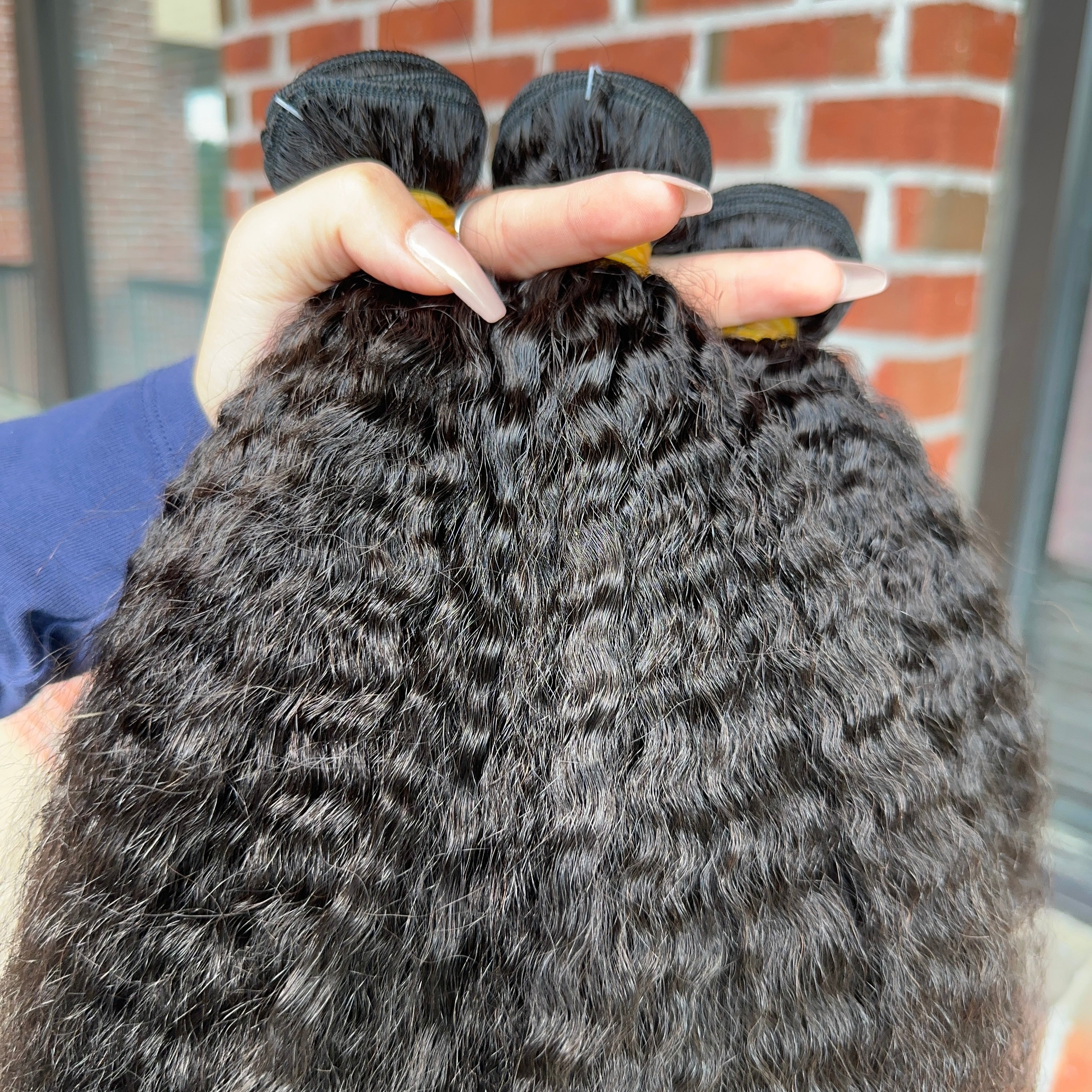 Raw Brazilian Kinky Straight Human Hair Bundles (Yellow band)