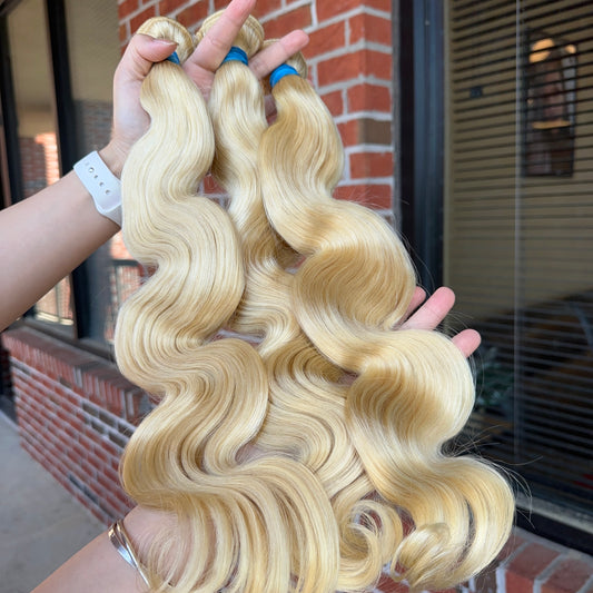 613 Virgin Indian Hair Bundles Body Wave Blond