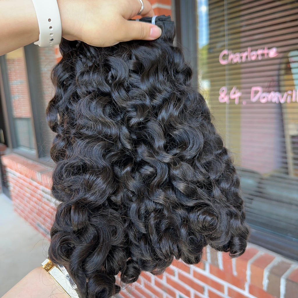 Virgin Indian Curly Human Hair Bundles（Flat band) NEW