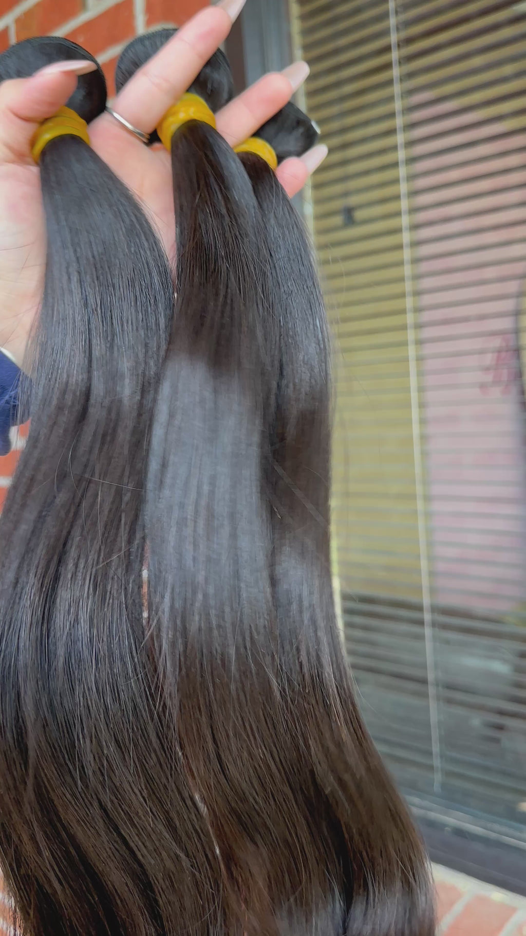 Raw Brazilian Straight Human Hair Bundles (Yellow band)