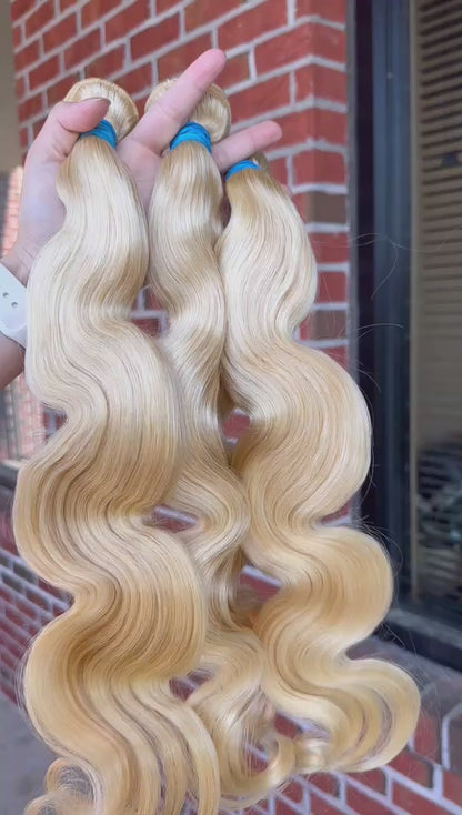 613 Virgin Indian Hair Bundles Body Wave Blond