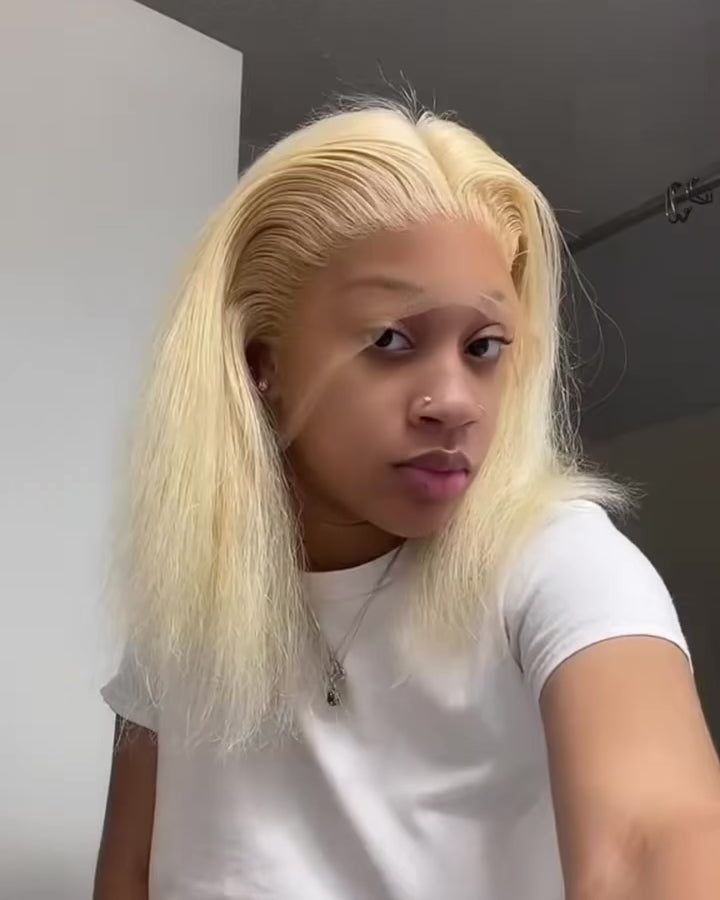 613 Blonde Straight Lace Front BoB Wig Human Hair
