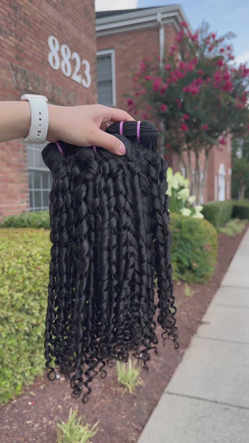 Raw Vietnamese Pixel Curly Human Hair Bundles（Pink band)