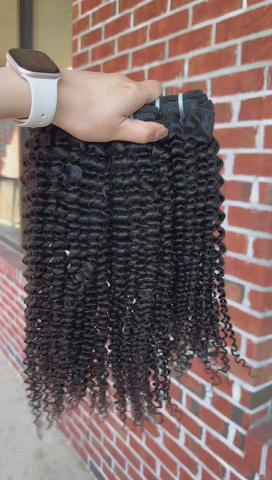 Virgin Indian Kinky Curly Human Hair Bundles （Flat band）