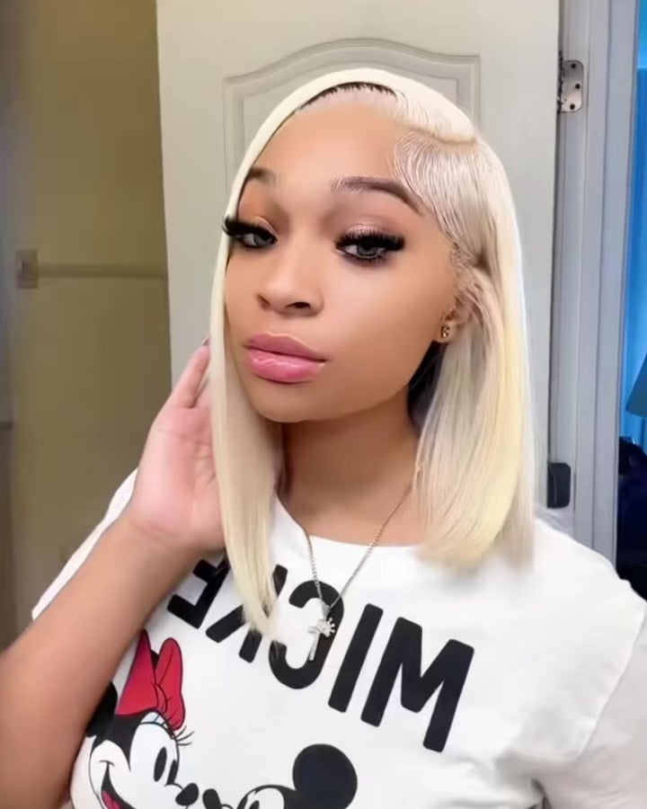 613 Blonde Straight Lace Front BoB Wig Human Hair