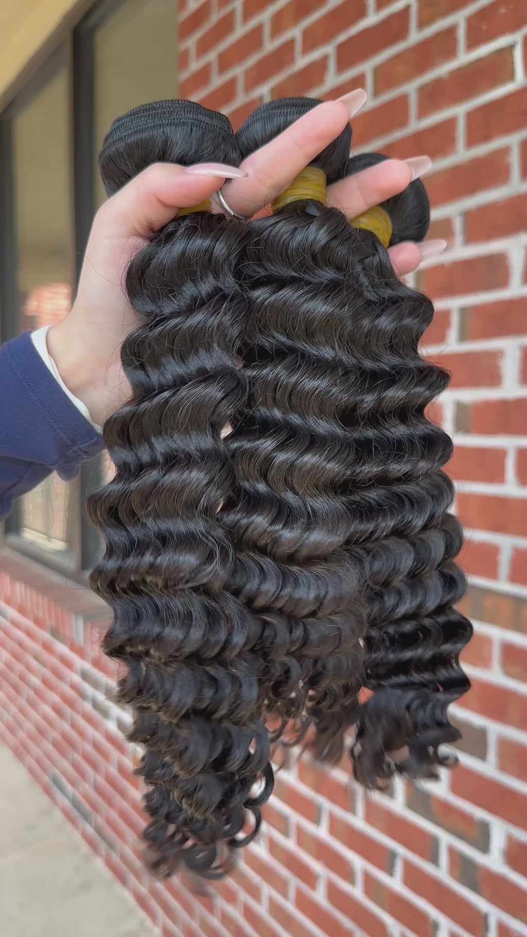 Raw Brazilian Deep Wave Human Hair Bundles (Yellow band)