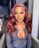 burgundy body wave lace front wig
