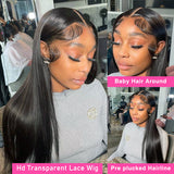 straight frontal wig baby hair
