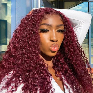 deep wave burgundy wig