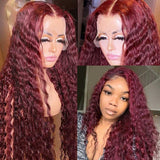 burgundy red lace front wig