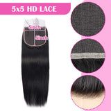 5x5 Lace Closure Straight Human Hair Lace Frontal Closure HD Swiss